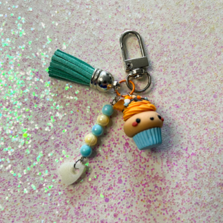 Blue + Orange Cupcake Polymer Clay Charm