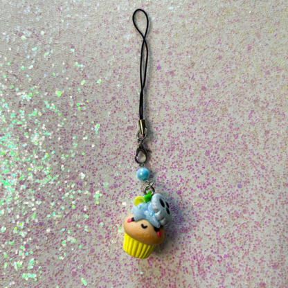 Lemon Blueberry Skull Cupcake Polymer Clay Phone Charm