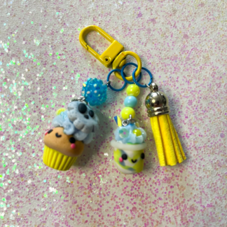 Lemon Blueberry Cupcake + Smoothie Polymer Clay Charm