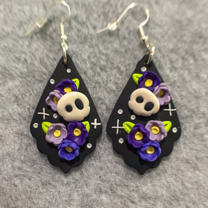 Purple Paisley Polymer Clay Floral Earrings