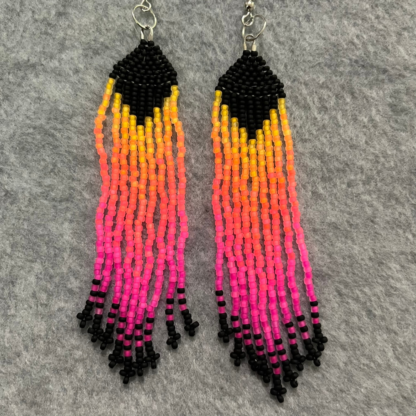 Sunset Vaporwave Beaded Fringe Earrings