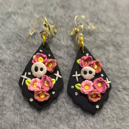 Pink Paisley Polymer Clay Floral Earrings